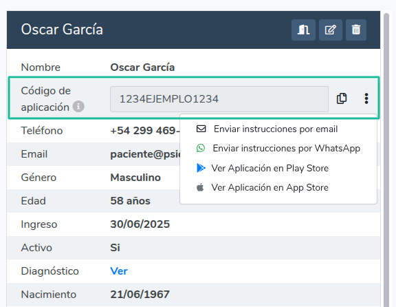 Código de paciente
