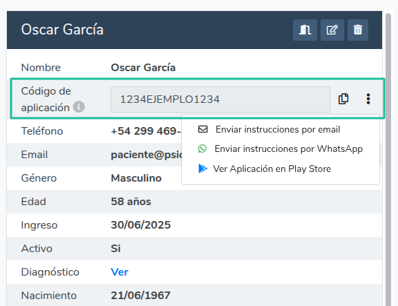Código de paciente