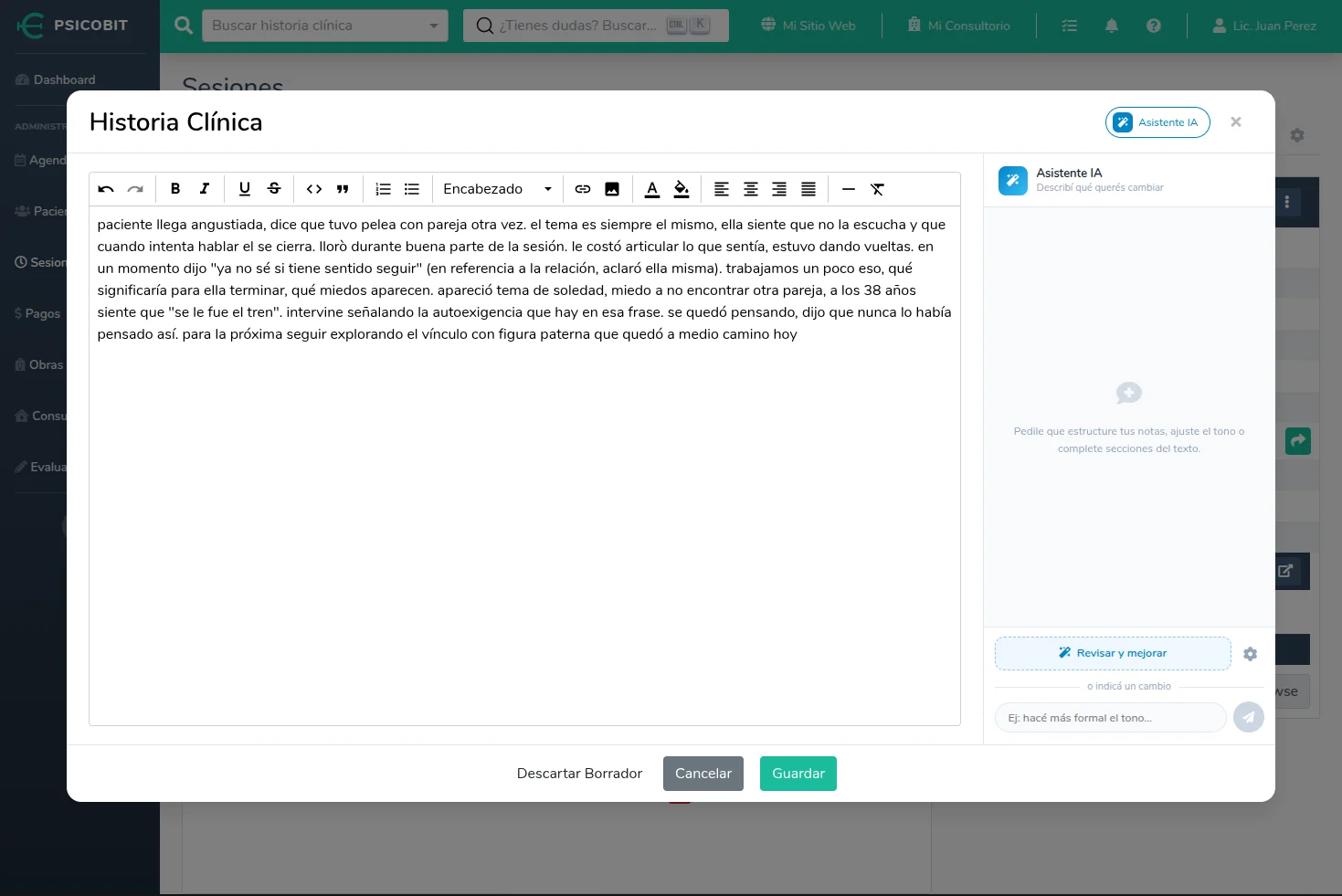 Editor con asistente IA