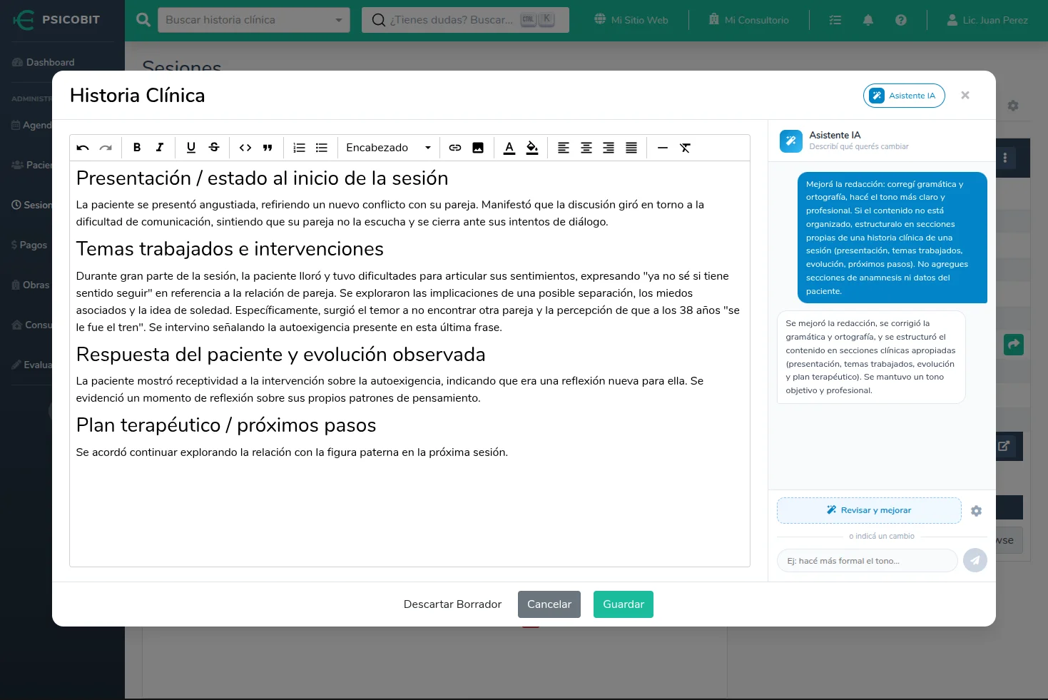 Botón Revisar y mejorar