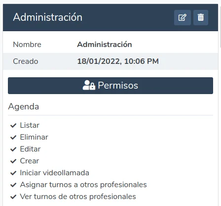 Permisos en roles de usuario