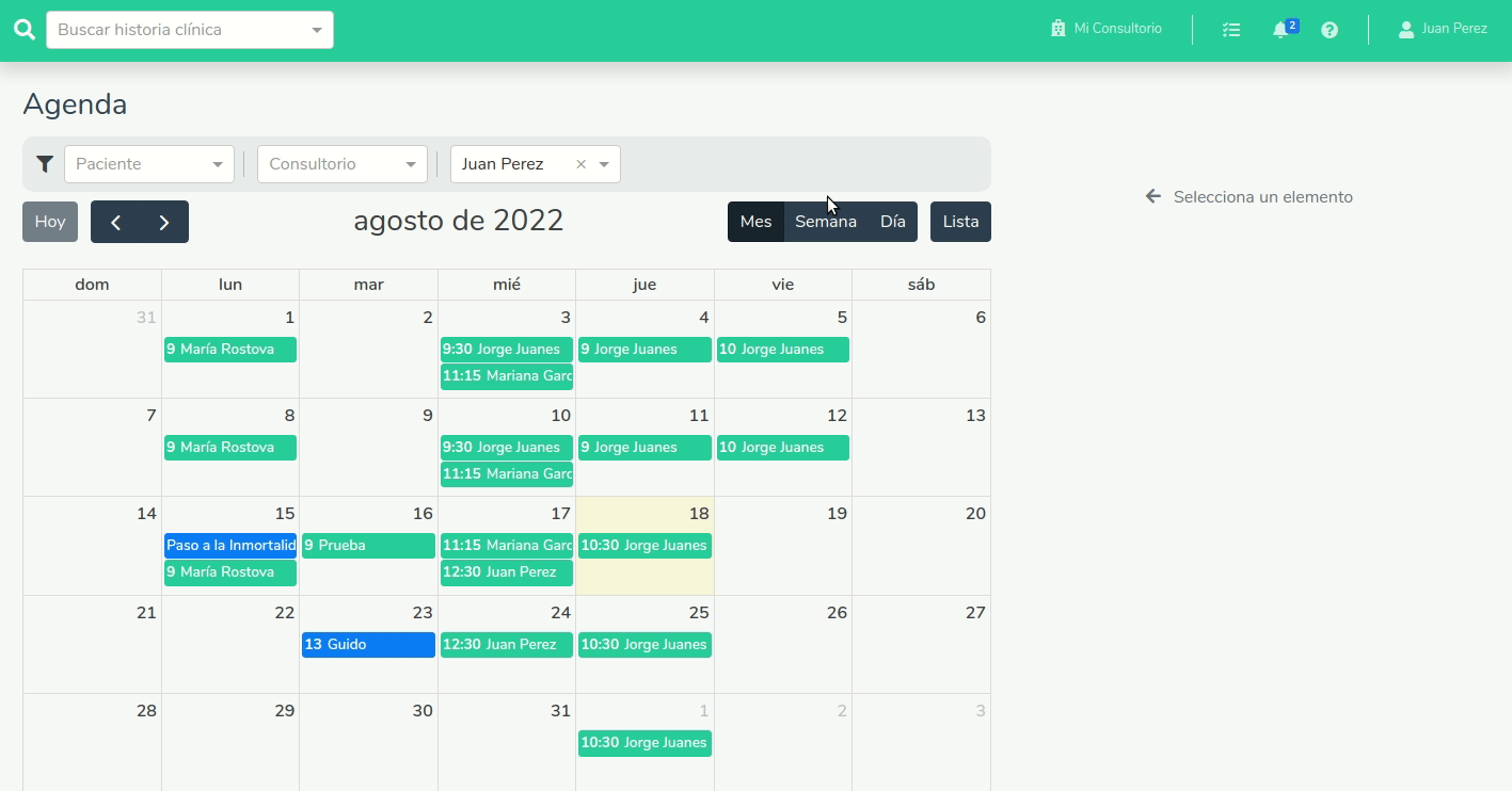 Editar turno en el calendario