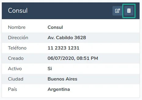 Eliminar consultorio