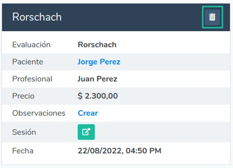 Eliminar evaluación
