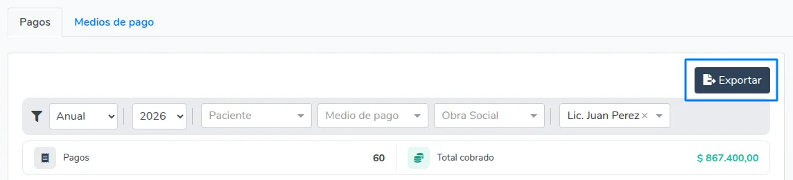 Exportar pagos