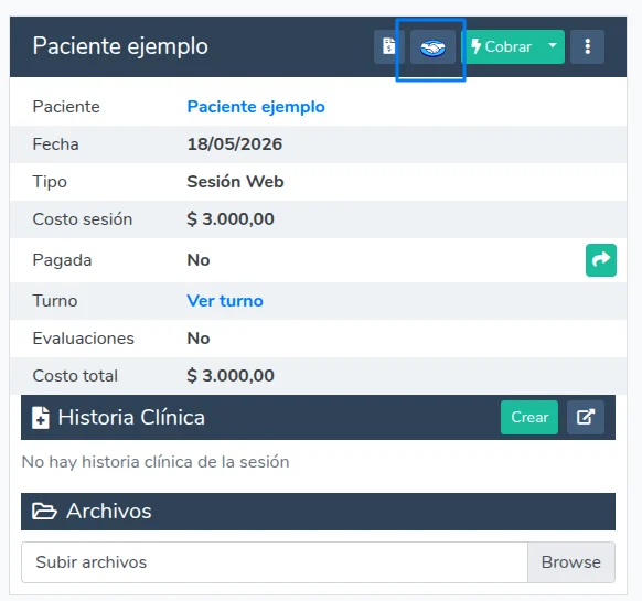 Botón de MercadoPago en el detalle de sesión