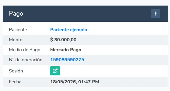 Detalle del pago con número de operación