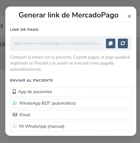Link de pago generado