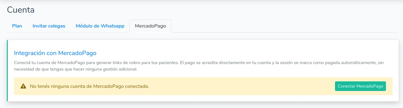 MercadoPago desconectado