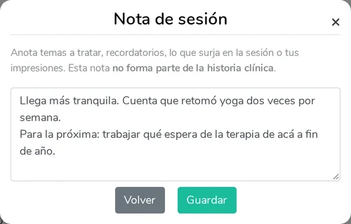 Editor de nota de sesión