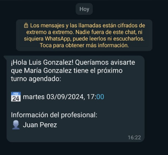 Notificación por WhatsApp al contacto