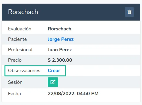 Observaciones de evaluación