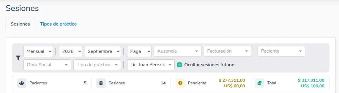 Totales por moneda
